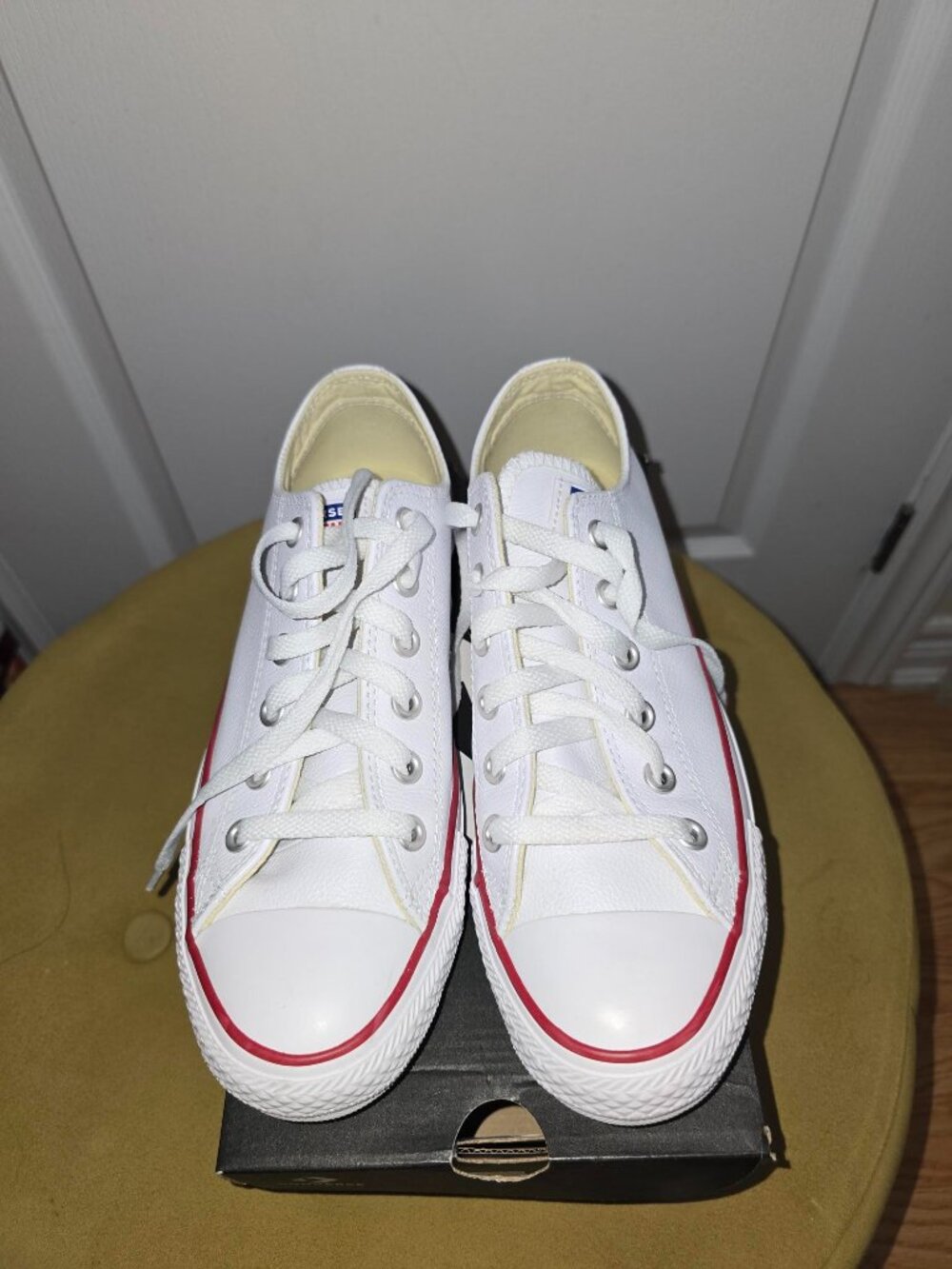 Converse - White Leather Chuck Taylor All Star Lift Platform Sneakers Size 8